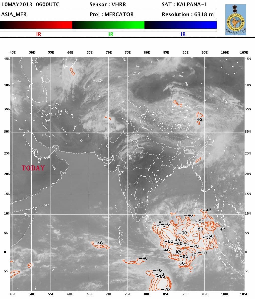 Cyclone dans le Golfe du Bengale en mai 2013.