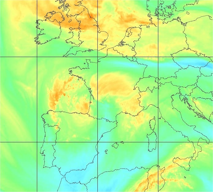 Image satellite vapeur d'eau de 8h TU (NRL) Image satellite vapeur d'eau de 8h TU (NRL)