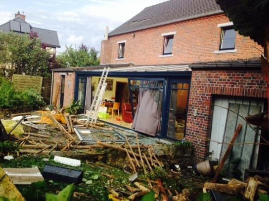 Dommages consécutifs à une possible tornade, à Gozée, en Belgique, le 10 août 2014. (c) RTL.be