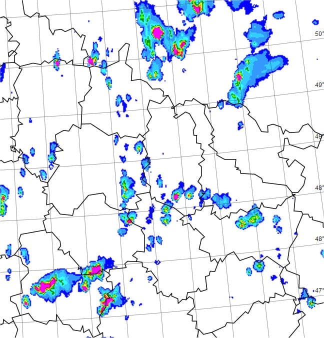Image radar de 15h30 TU (METEO FRANCE) Image radar de 15h30 TU (METEO FRANCE)