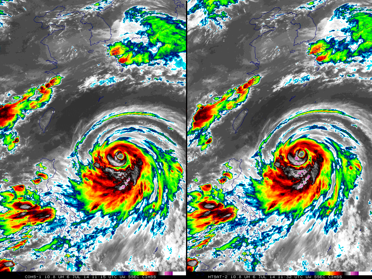 Images satellite COMS-1 et METEOSAT du 7 juillet Images satellite COMS-1 et METEOSAT du 7 juillet