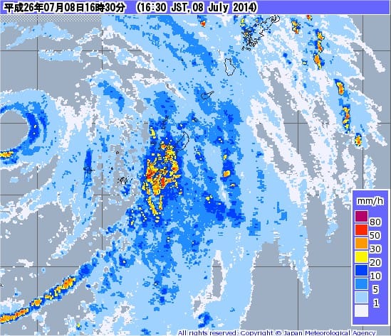 Image radar d'Okinawa à 07h30 TU le 8 juillet