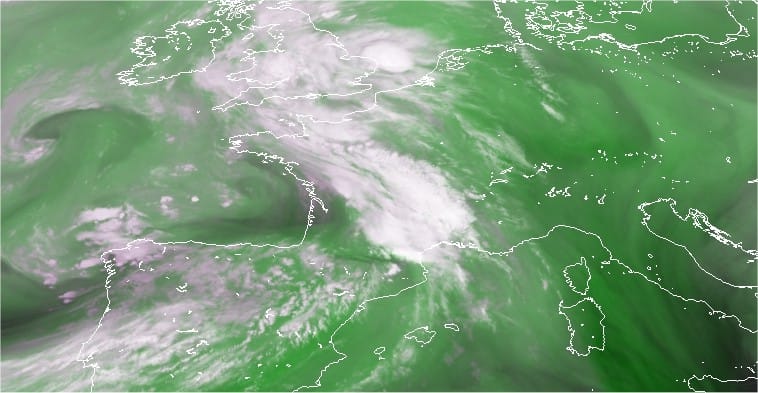 Image satellite vapeur d'eau du 19 juillet 2014 au petit matin. (c) Météosat