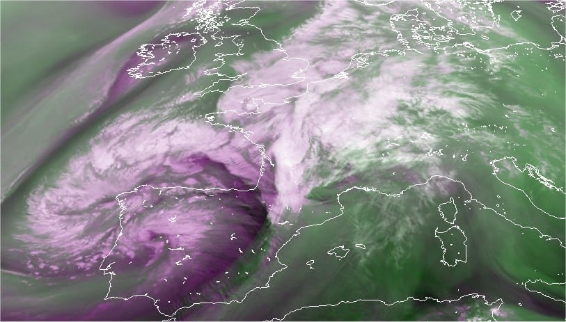 Image satellite vapeur d'eau de 14h TU