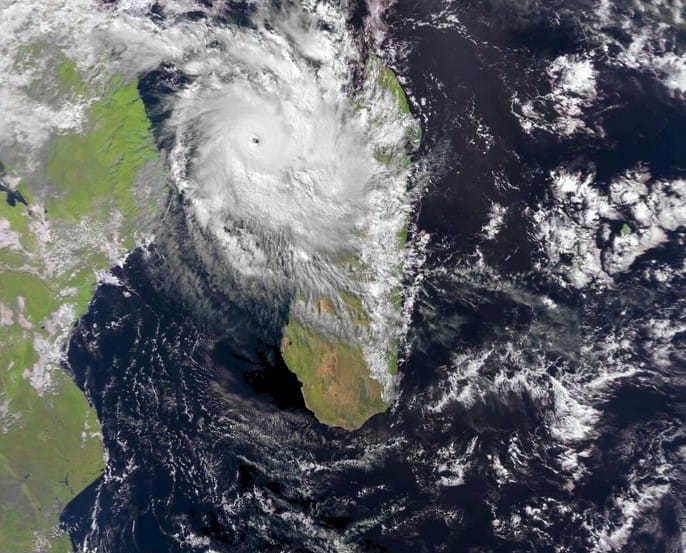 Le cyclone HELLEN en catégorie 4, près de Madagascar,le 30 mars. source : Météosat