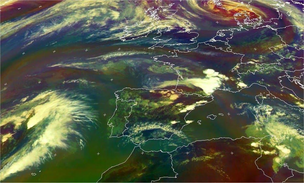 Image satellite vapeur d'eau de 16h locales - EUMETSAT