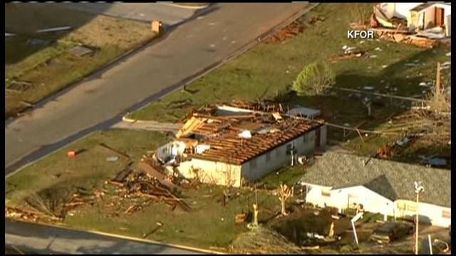 Dégâts à Moore en Oklahoma suite à la tornade du 25 mars 2015 - Cliché Twitter