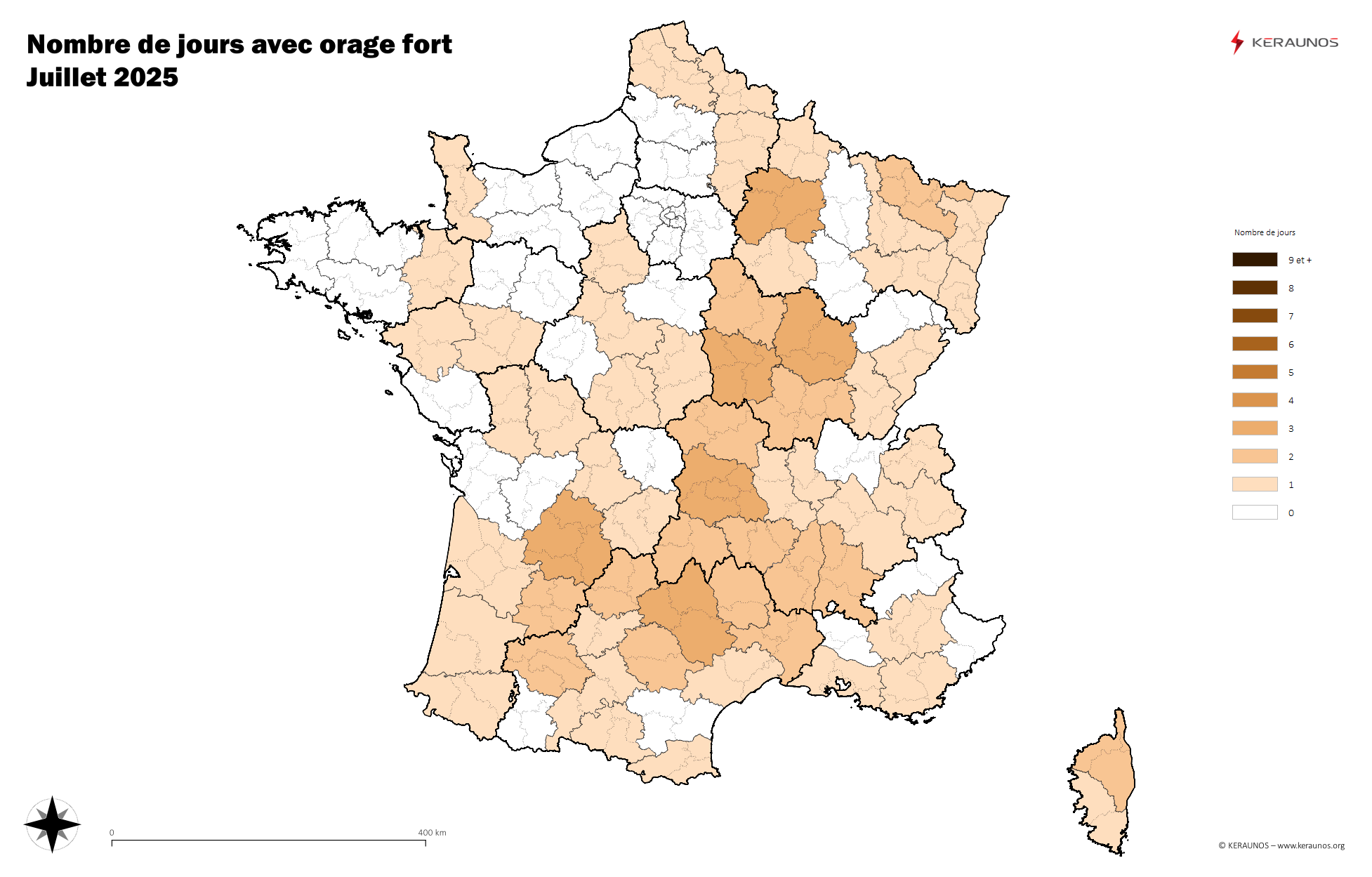 Carte Nombre de jours avec orage fort