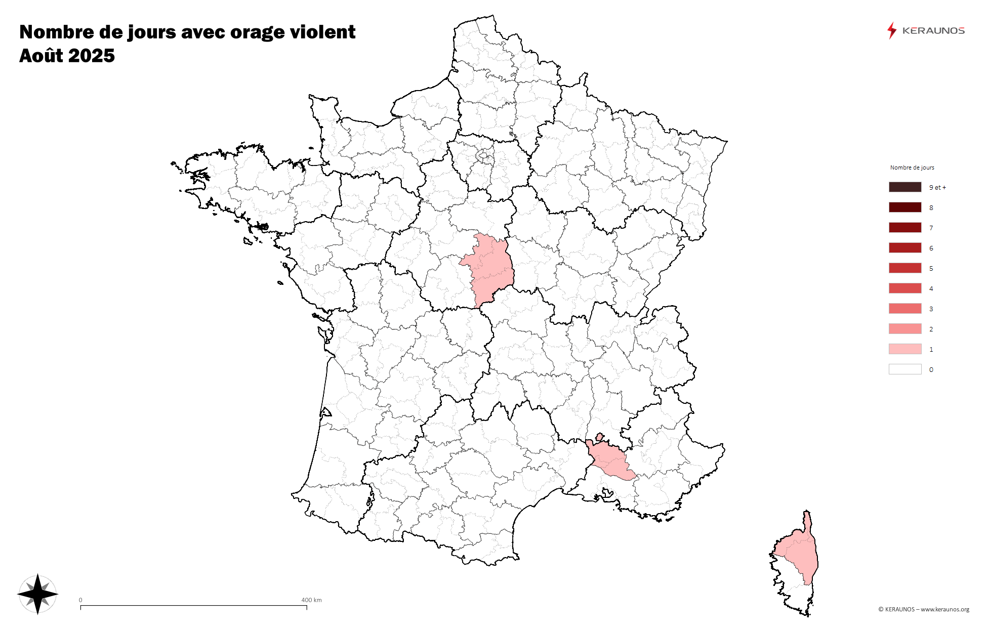 Carte Nombre de jours avec orage violent
