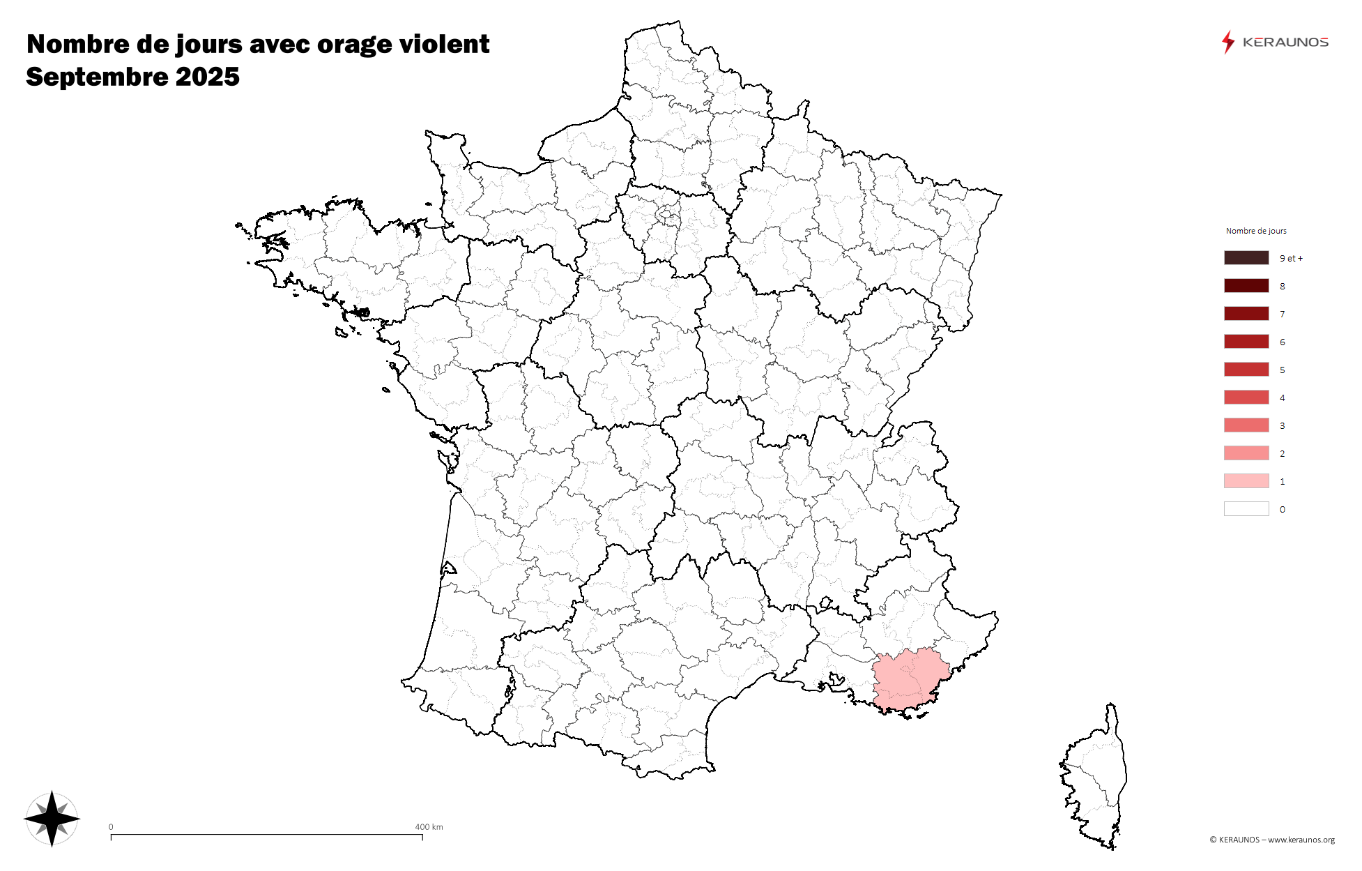 Carte Nombre de jours avec orage violent