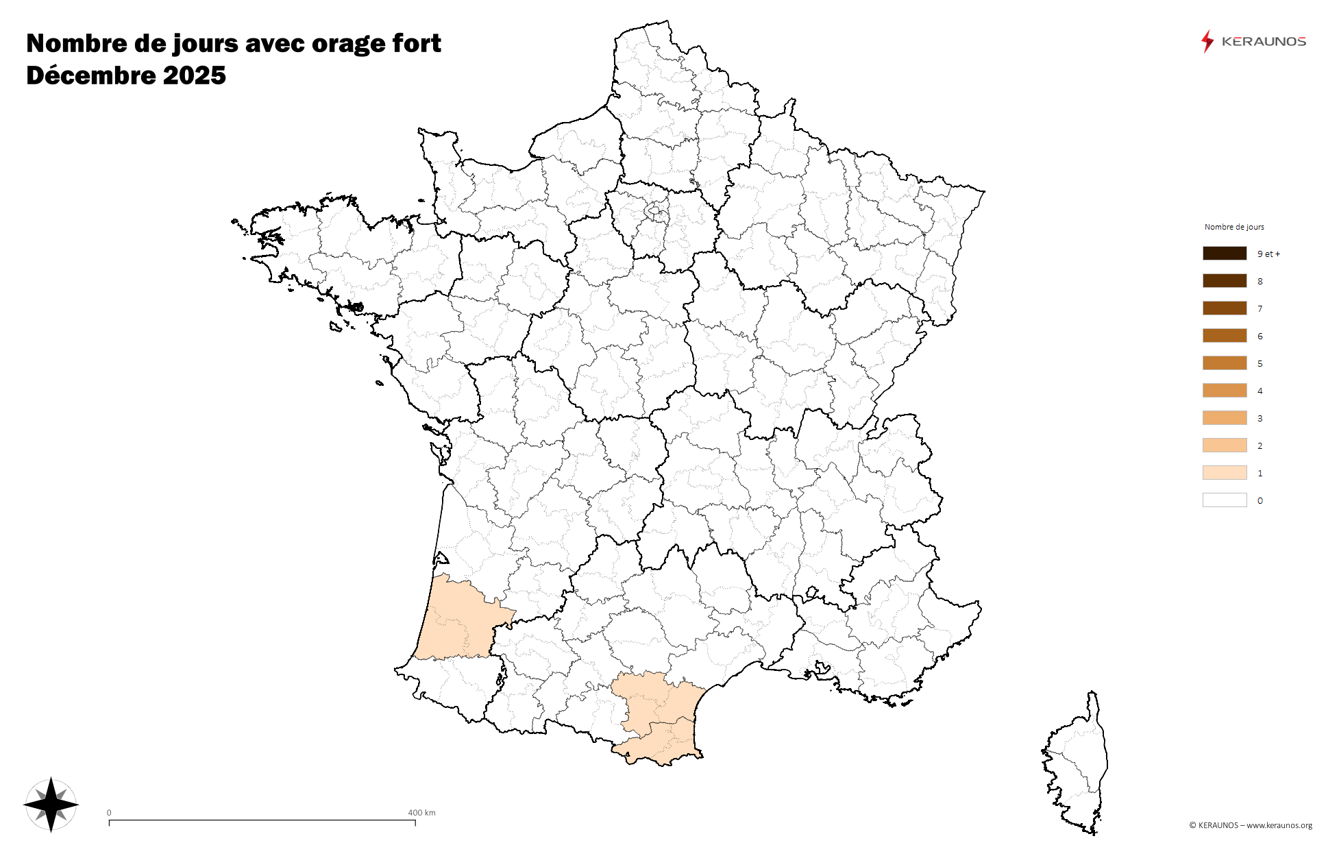 Carte Nombre de jours avec orage fort