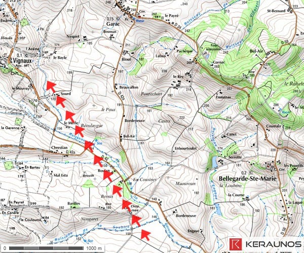 Trajectoire de la tornade EF3 de Garac (Haute-Garonne) du 18 mai 1960. © Keraunos (fond de carte : Géoportail) Trajectoire de la tornade EF3 de Garac (Haute-Garonne) du 18 mai 1960. © Keraunos (fond de carte : Géoportail)