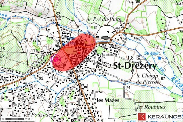Principaux dégâts relevés lors de la tornade EF2 de Saint-Drézéry (Hérault) du 19 septembre 2000 Principaux dégâts relevés lors de la tornade EF2 de Saint-Drézéry (Hérault) du 19 septembre 2000