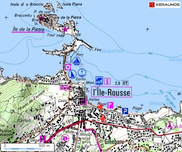 Trajectoire de la tornade EF1 de l'Ile-Rousse (Haute-Corse) du 14 novembre 2007 Trajectoire de la tornade EF1 de l'Ile-Rousse (Haute-Corse) du 14 novembre 2007