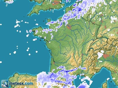 Image radar de 16h00 locales, le 22 août 2014. (c) Météox Image radar de 16h00 locales, le 22 août 2014. (c) Météox