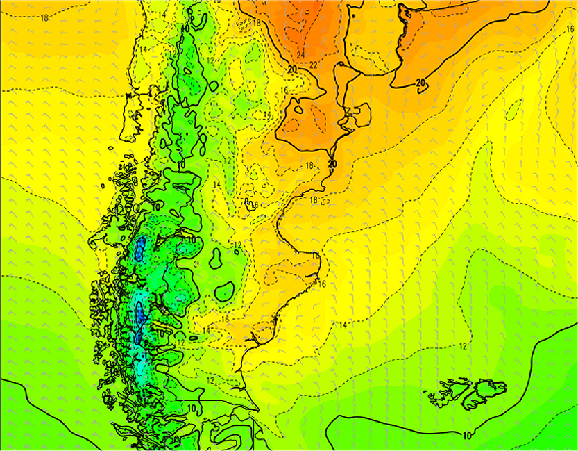 Modèle WRF-NMM 7 km Patagonie - KERAUNOS Modèle WRF-NMM 7 km Patagonie - KERAUNOS