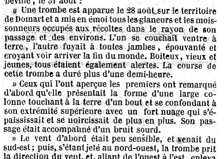 Tornade EF0 à Domart-en-Ponthieu (Somme) le 28 août 1852