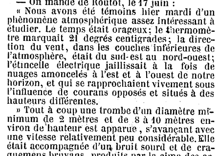 Tornade EF1 à Routot (Eure) le 16 juin 1857