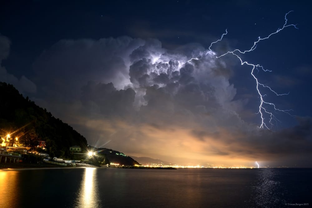 Foudre nocturne dans le Golfe de Gênes le 2 septembre