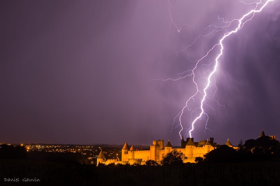 Orage sur Carcassonne le soir du 24 juin 2016