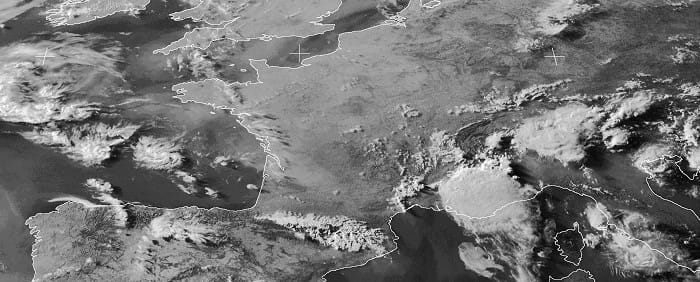 Image satellite visible Météosat du 7 juillet 2013 à 20h locales.