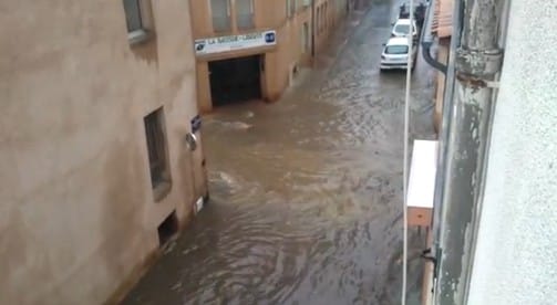 Inondations à Carcassonne, dans l'Aude (11), le 8 juin 2013. (c) YouTube