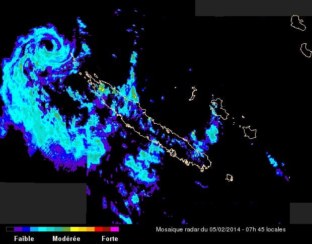 Image radar de Nouvelle-Calédonie peu avant 8h locales Image radar de Nouvelle-Calédonie peu avant 8h locales