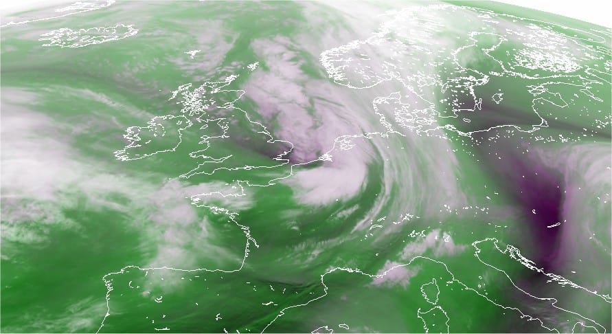 Image satellite vapeur d'eau de 18h TU ce samedi 25 janvier 2014