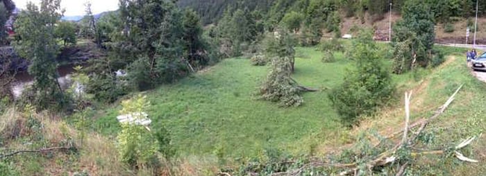 Dégâts à Florac, en Lozère, après le passage d'un orage violent en fin de nuit du 19 au 20 juillet 2014. (c) Eric Fourel