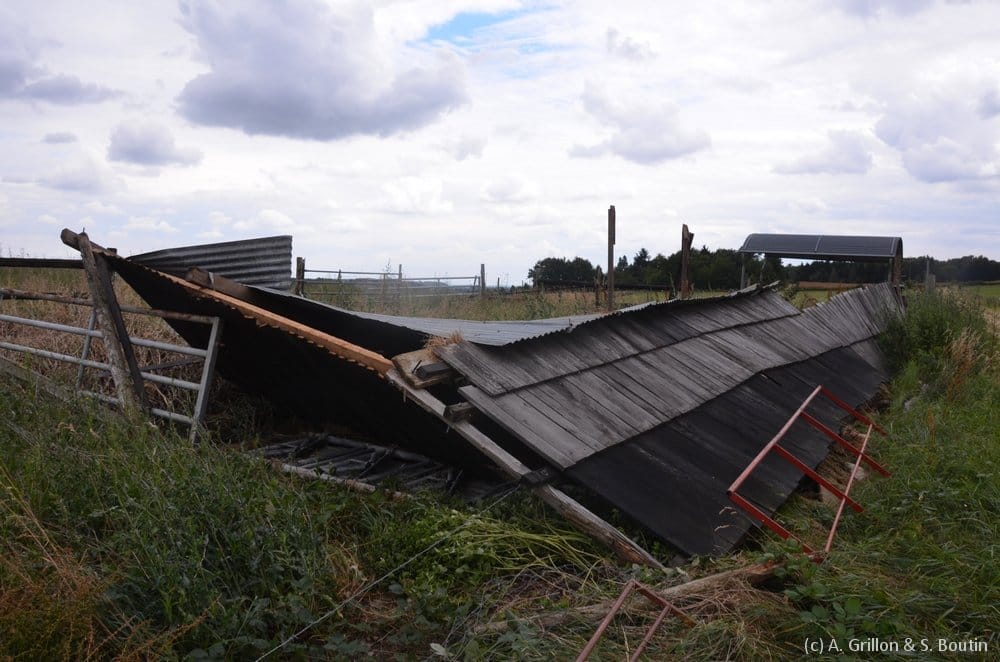Dommages causés par la microrafale de Valdivienne (Vienne) du 28 juin 2014. (c) A. Grillon & S. Boutin - KERAUNOS Dommages causés par la microrafale de Valdivienne (Vienne) du 28 juin 2014. (c) A. Grillon & S. Boutin - KERAUNOS