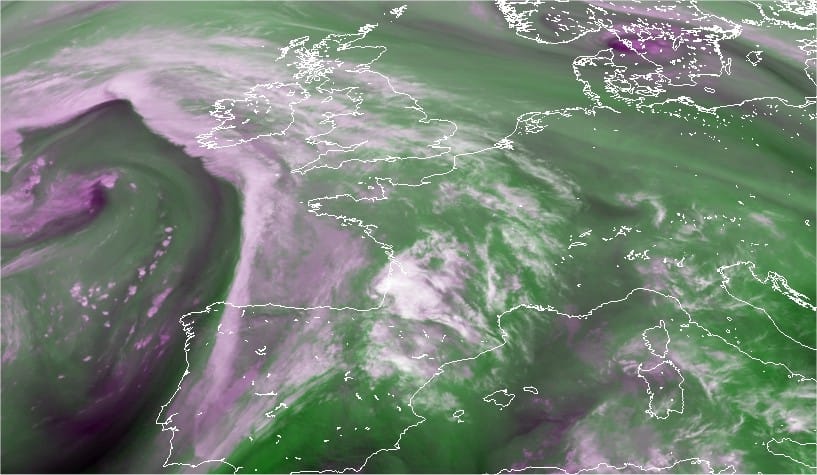 Image satellite vapeur d'eau de 22h locales