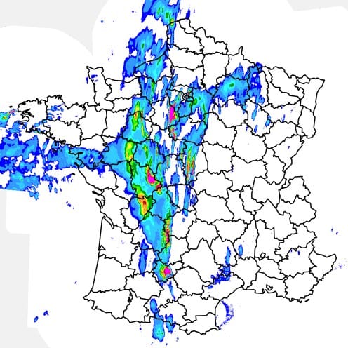Image radar du 21 mai 2014, à 18h00 locales. (c) Météo France