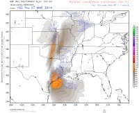 Modèle WRF 8 km Tornado Alley - USA. (c) KERAUNOS