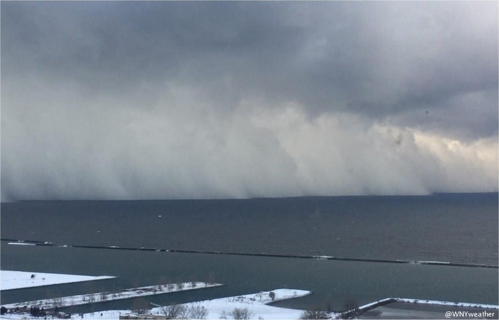 Convection de masse d'air froid sur le Lac Erié