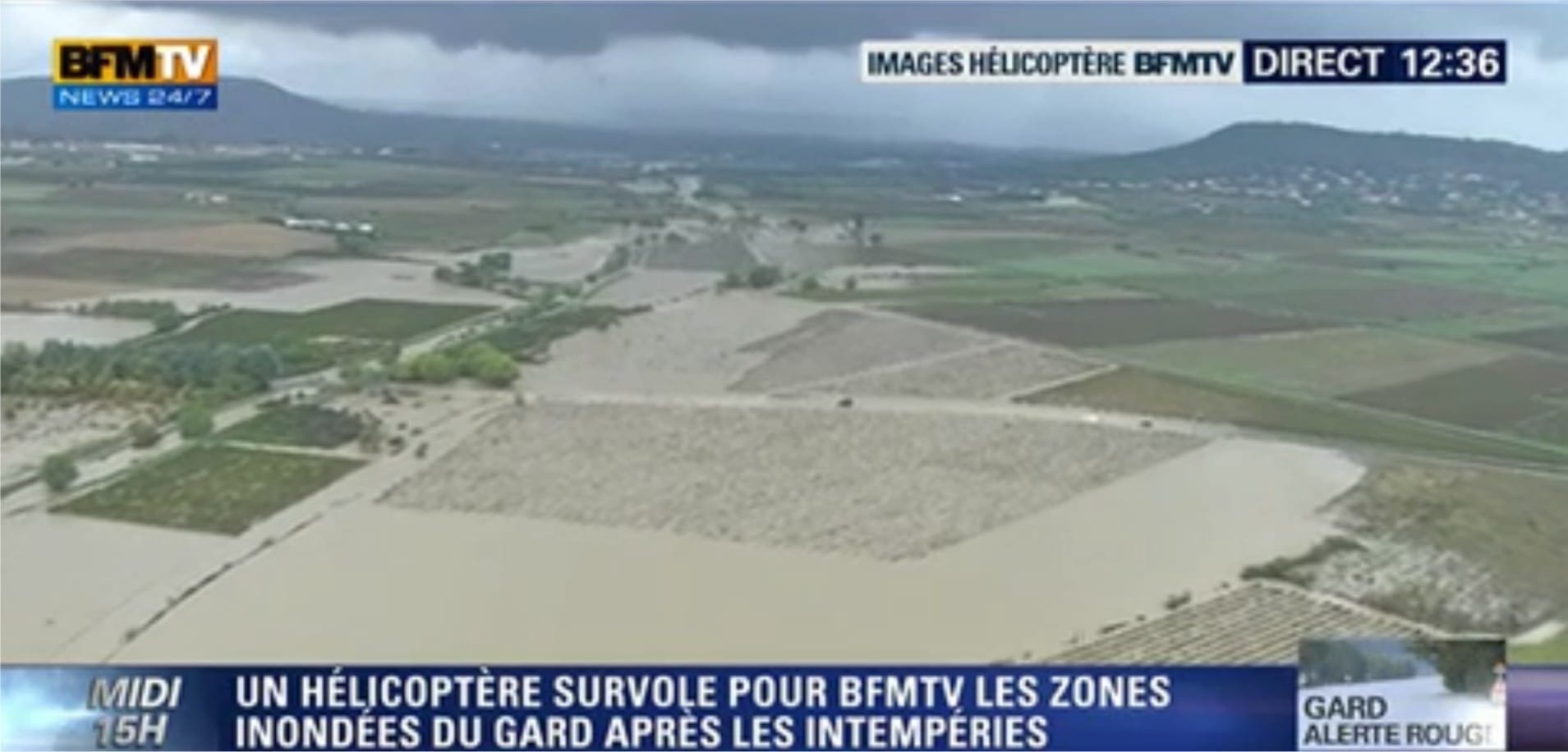 Image des inondations sur la plaine gardoise - BFMTV