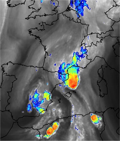 Image satellite IR et vapeur d'eau de 18h TU - EUMETSAT