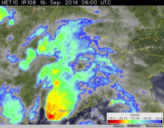 Image satellite IR de 6h TU - Météo Suisse