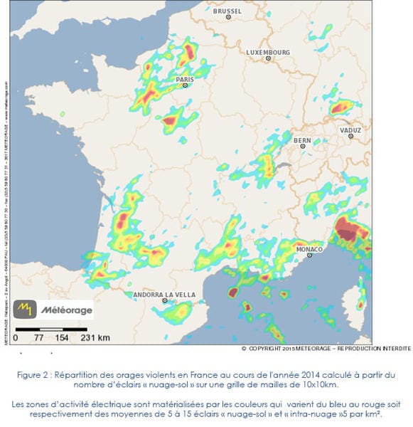 Bilan du foudroiement en France métropolitaine en 2014 - Météorage Bilan du foudroiement en France métropolitaine en 2014 - Météorage