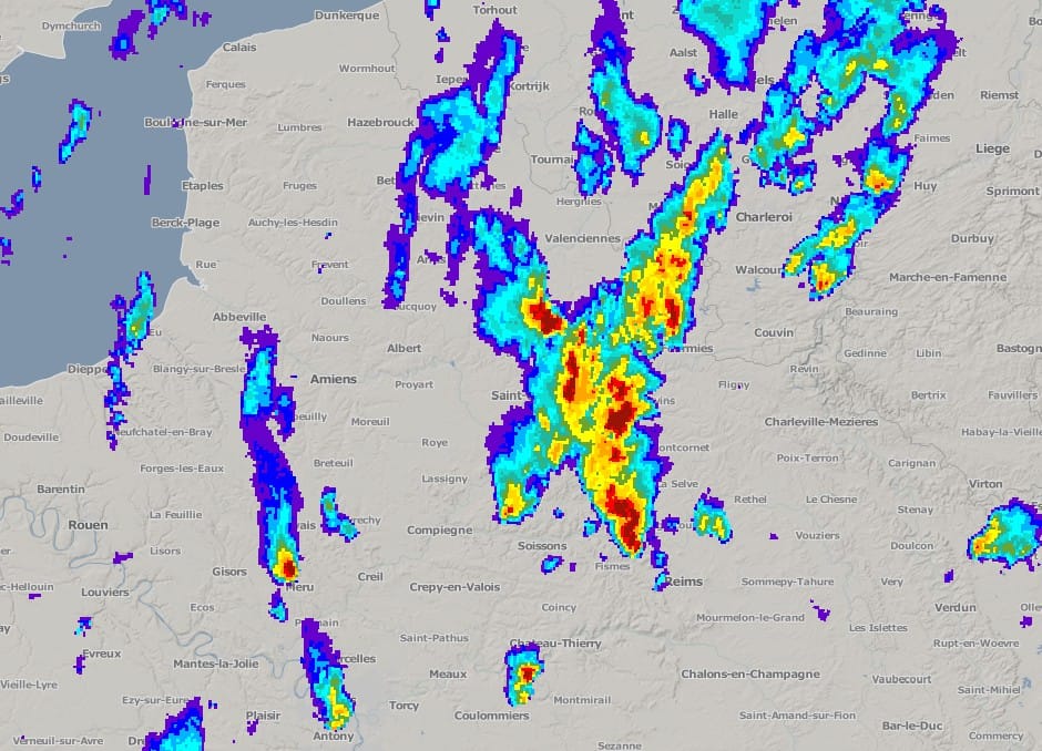 Image radar de 20h45 locales, le 5 juin 2015. © Météo France