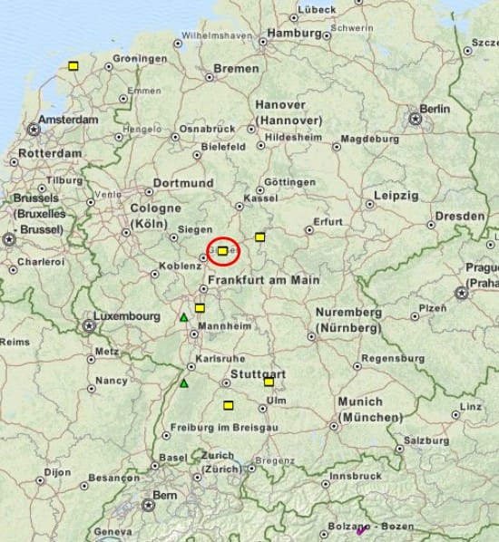Localisation de la ville d'Otterbach. Source : ESSL/ESWD.