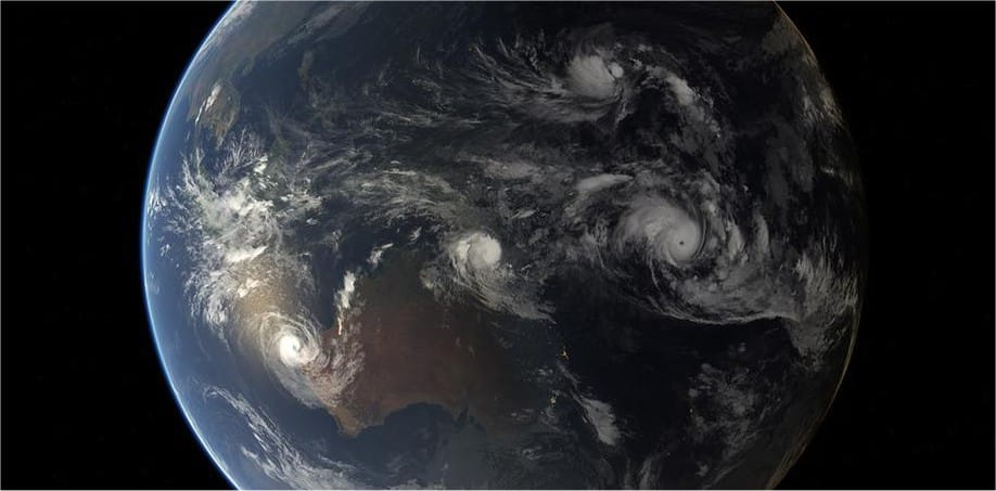 Cyclones sur le sud du Pacifique et l'ocean Indien le 12 mars 2015 - MetOffice Cyclones sur le sud du Pacifique et l'ocean Indien le 12 mars 2015 - MetOffice