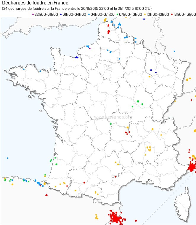 Activité électrique du 21 novembre - Blitzortung