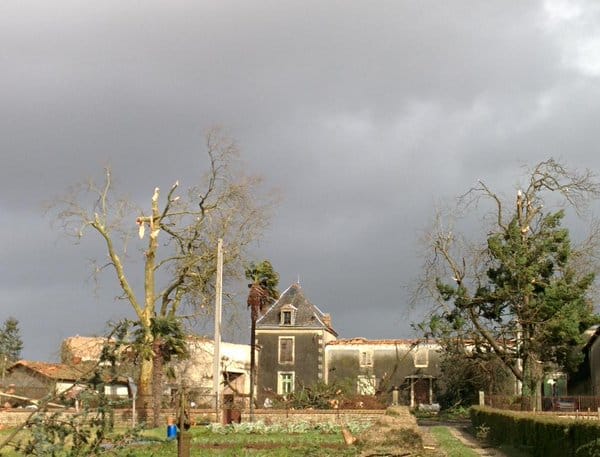 Dommages à Romans (Deux-Sèvres) causés par un phénomène venteux violent le 13 février 2016. © Samuel Desmarchais