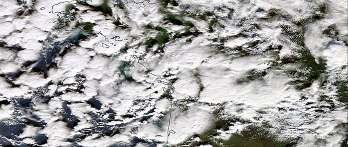 Image satellite visible, le 11 janvier 2016 en milieu de journée. © MODIS