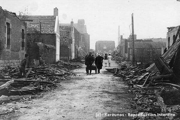 ornade EF4 de Pommereuil (Nord) du 24 juin 1967 - Rue de Forest à Pommereuil après la tornade. © Keraunos