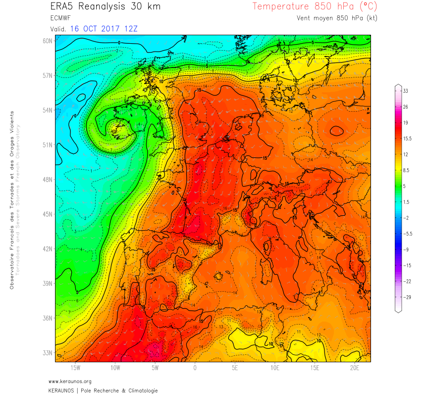 Une masse d’air aussi chaude est-elle fréquente après un 15 octobre ?