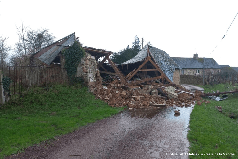 Phénomène venteux destructeur dans la Manche le 15 janvier 