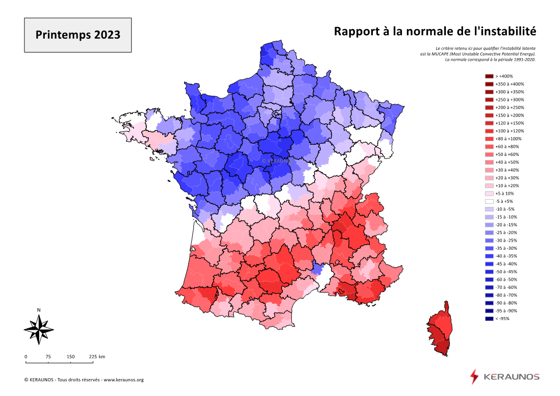 Printemps 2023 : des orages très fréquents mais souvent peu sévères