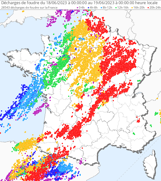De forts orages concernent une partie de la France le 18 juin
