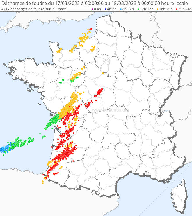 Orages localement actifs les 17 et 18 mars